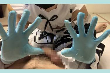 めちゃかわ！素人人気鬼がかりメイドさんのカラーサテン手袋手コキ