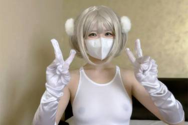スケスケ白スク水ひよこ系う⭕️ちゃんの手袋手コキ
